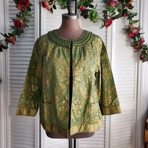 NWT Chico's Persian Luster Zariah Green & Gold Jacket